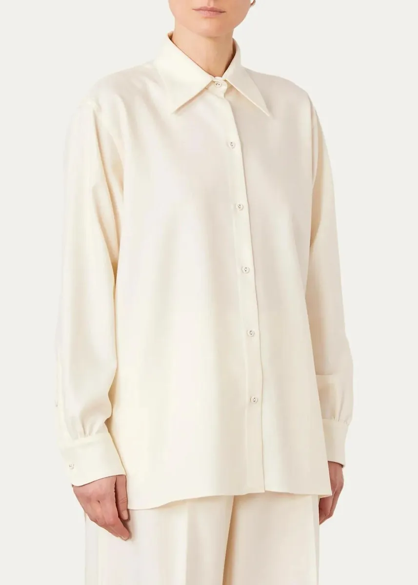 OFFICINE GÉNÉRALE Loose-Fit Wool Twill Shirt | Thumbnail 3