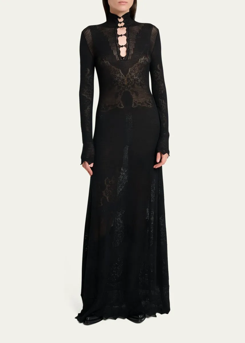 Gabriela Hearst Solace Wool Lace Knit Long-Sleeve Maxi Dress | Thumbnail 2 Gabriela Hearst Solace Wool Lace Knit Long-Sleeve Maxi Dress | Thumbnail 2