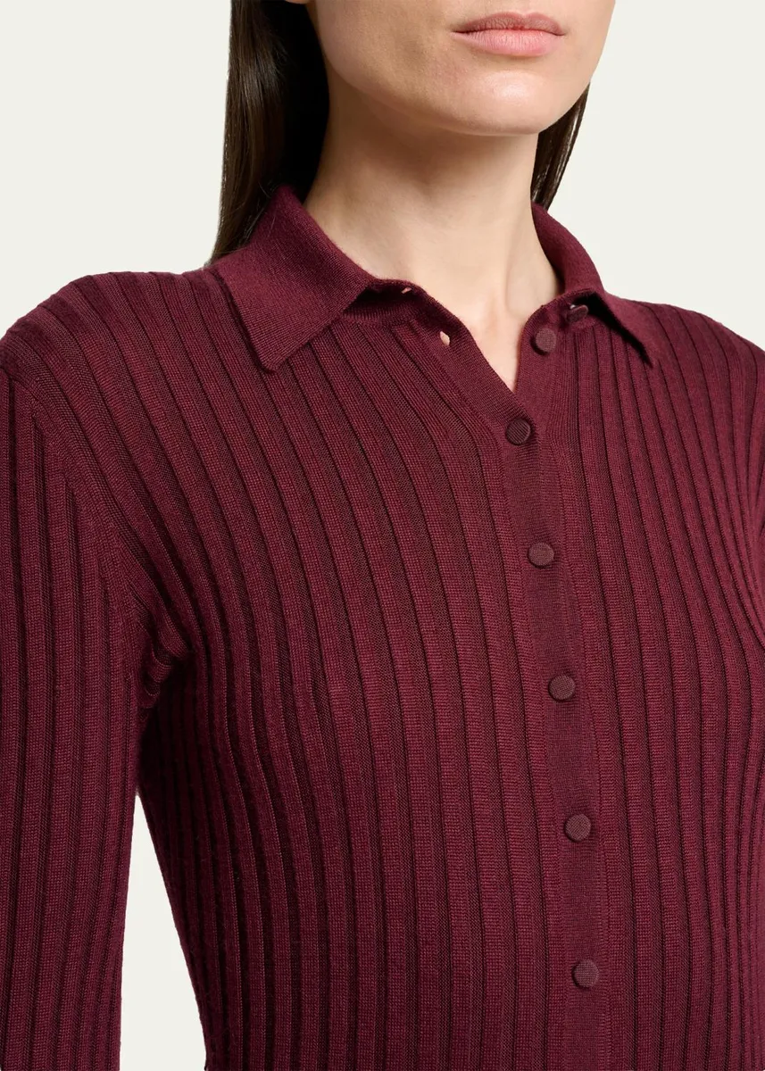 Gabriela Hearst Tenes Cashmere-Silk Rib Belted Midi Polo Dress | Thumbnail 5 Gabriela Hearst Tenes Cashmere-Silk Rib Belted Midi Polo Dress | Thumbnail 5