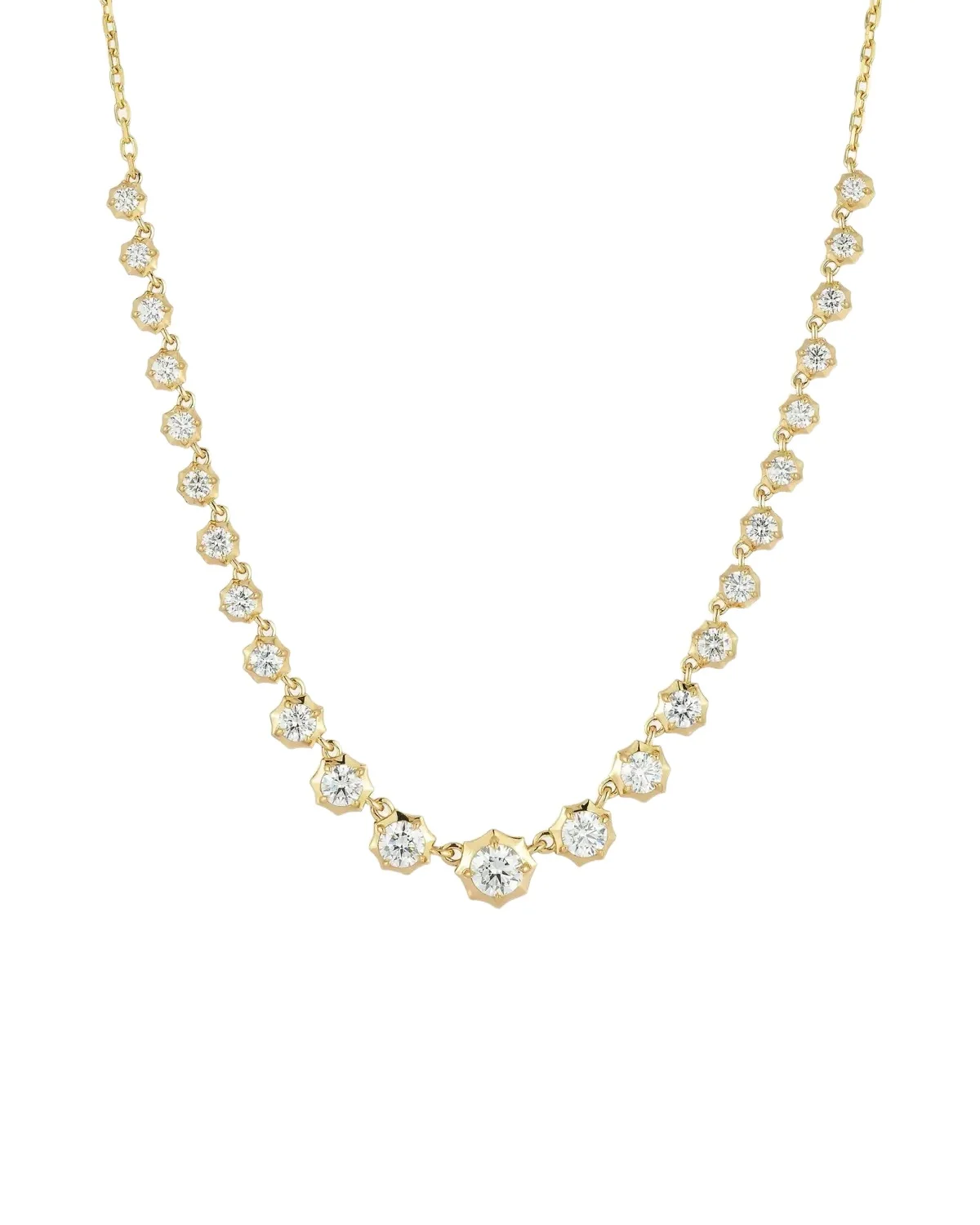 18K Graduating Sophisticate Diamond Riviera Necklace 18K Graduating Sophisticate Diamond Riviera Necklace