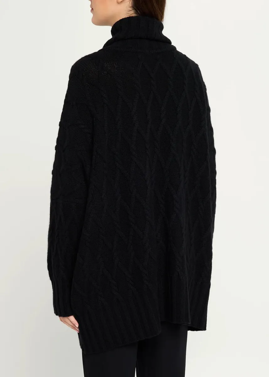 Eskandar Cashmere Cable Roll Neck - Long Length | Thumbnail 3