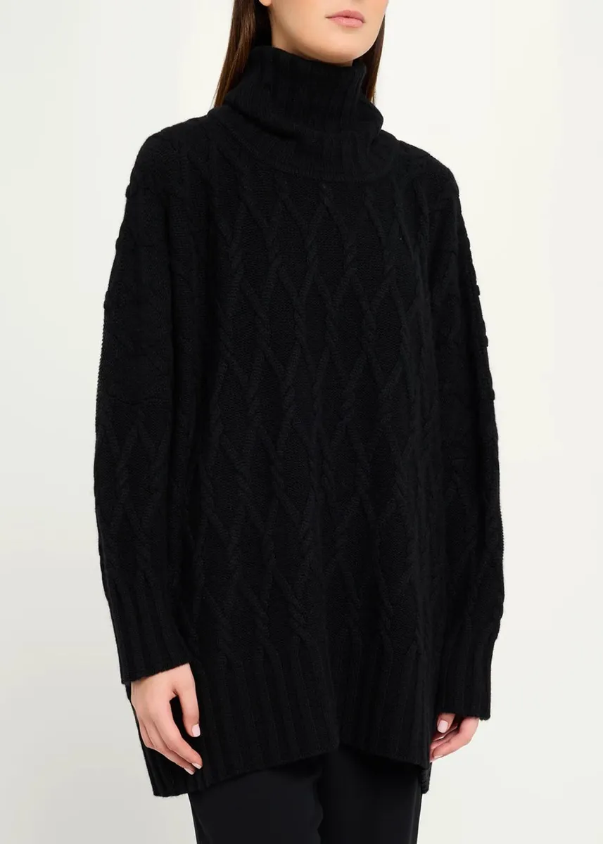Eskandar Cashmere Cable Roll Neck - Long Length | Thumbnail 4