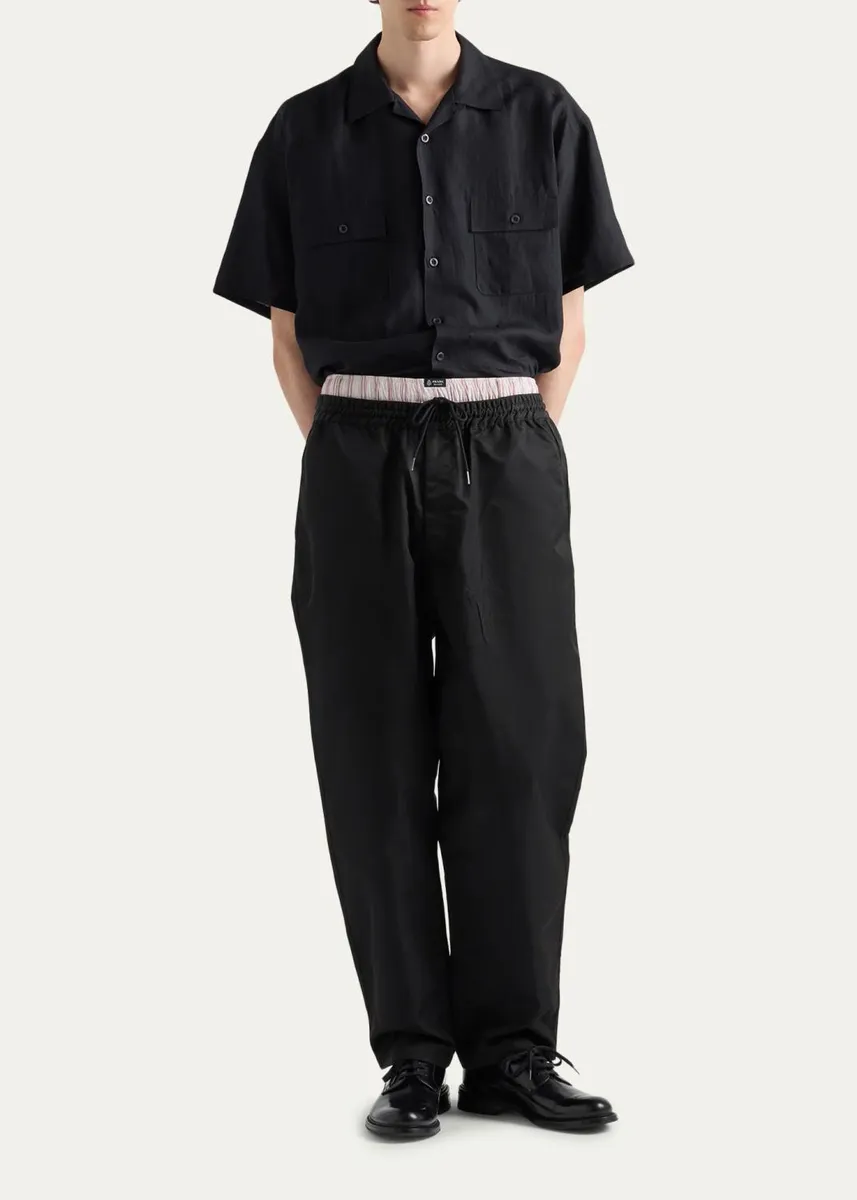 Prada Men's Cotton and Linen Short-Sleeve Shirt | Thumbnail 2 Prada Men's Cotton and Linen Short-Sleeve Shirt | Thumbnail 2