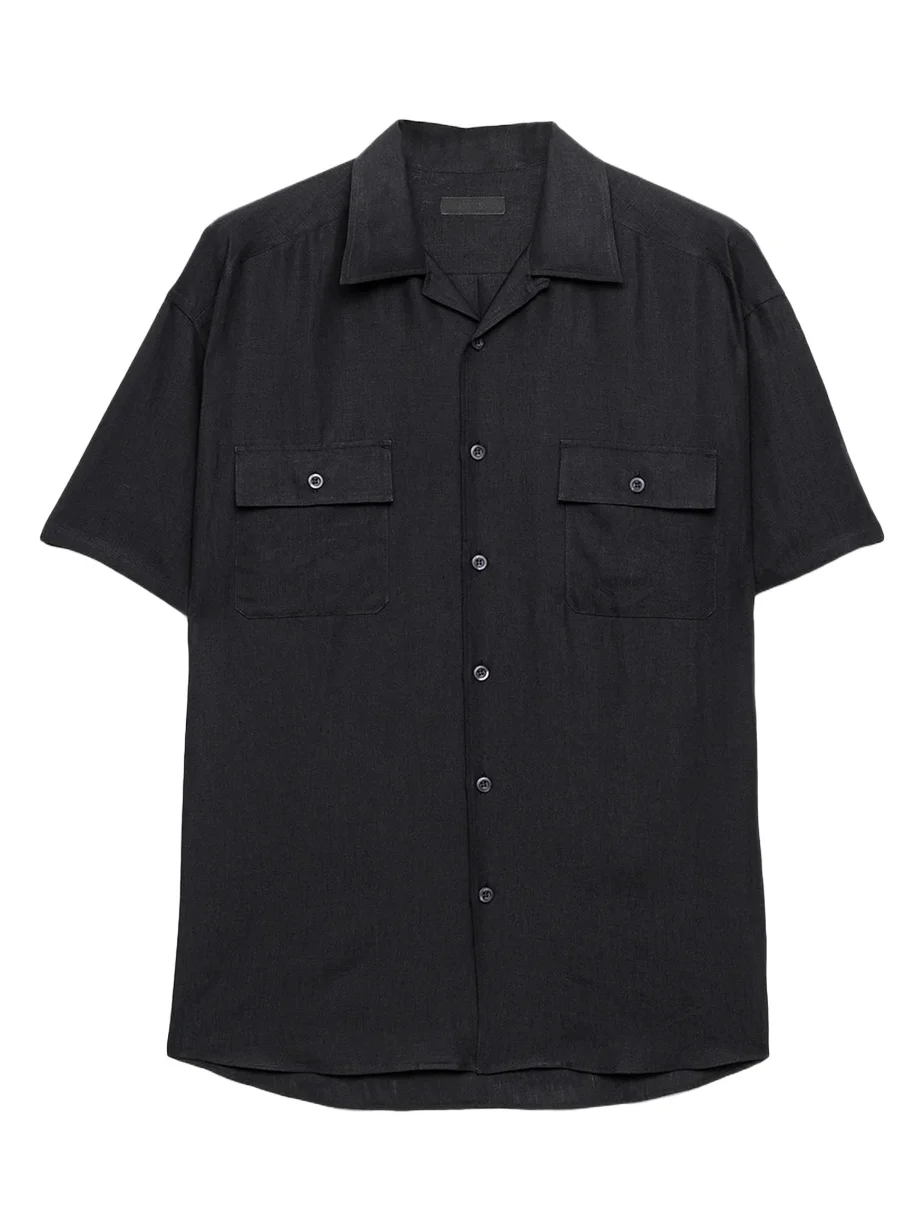 Prada Men's Cotton and Linen Short-Sleeve Shirt