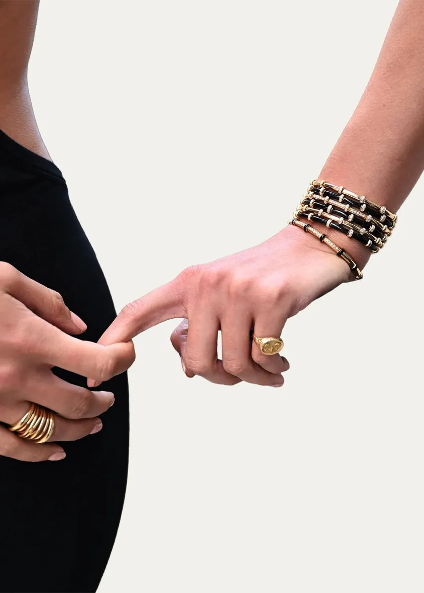 SIDNEY GARBER 18K Yellow Gold Black Enamel Carly Bracelet with Diamonds | Thumbnail 2