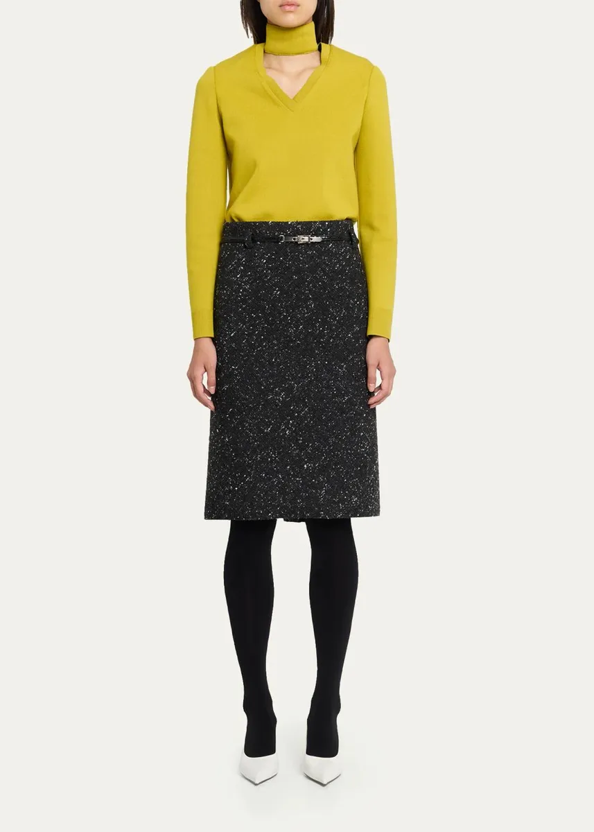 Marc Jacobs Runway Virgin Wool-Blend Belted Midi Skirt | Thumbnail 2