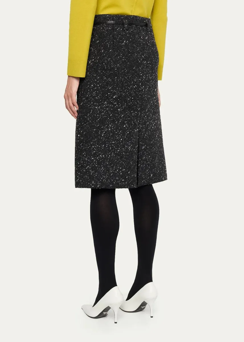 Marc Jacobs Runway Virgin Wool-Blend Belted Midi Skirt | Thumbnail 3
