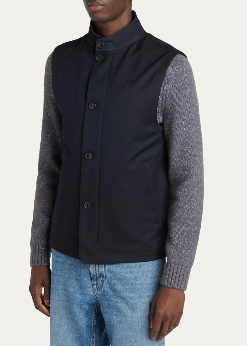 Zegna Men's Motorin Button-Front Vest | Thumbnail 4 Zegna Men's Motorin Button-Front Vest | Thumbnail 4