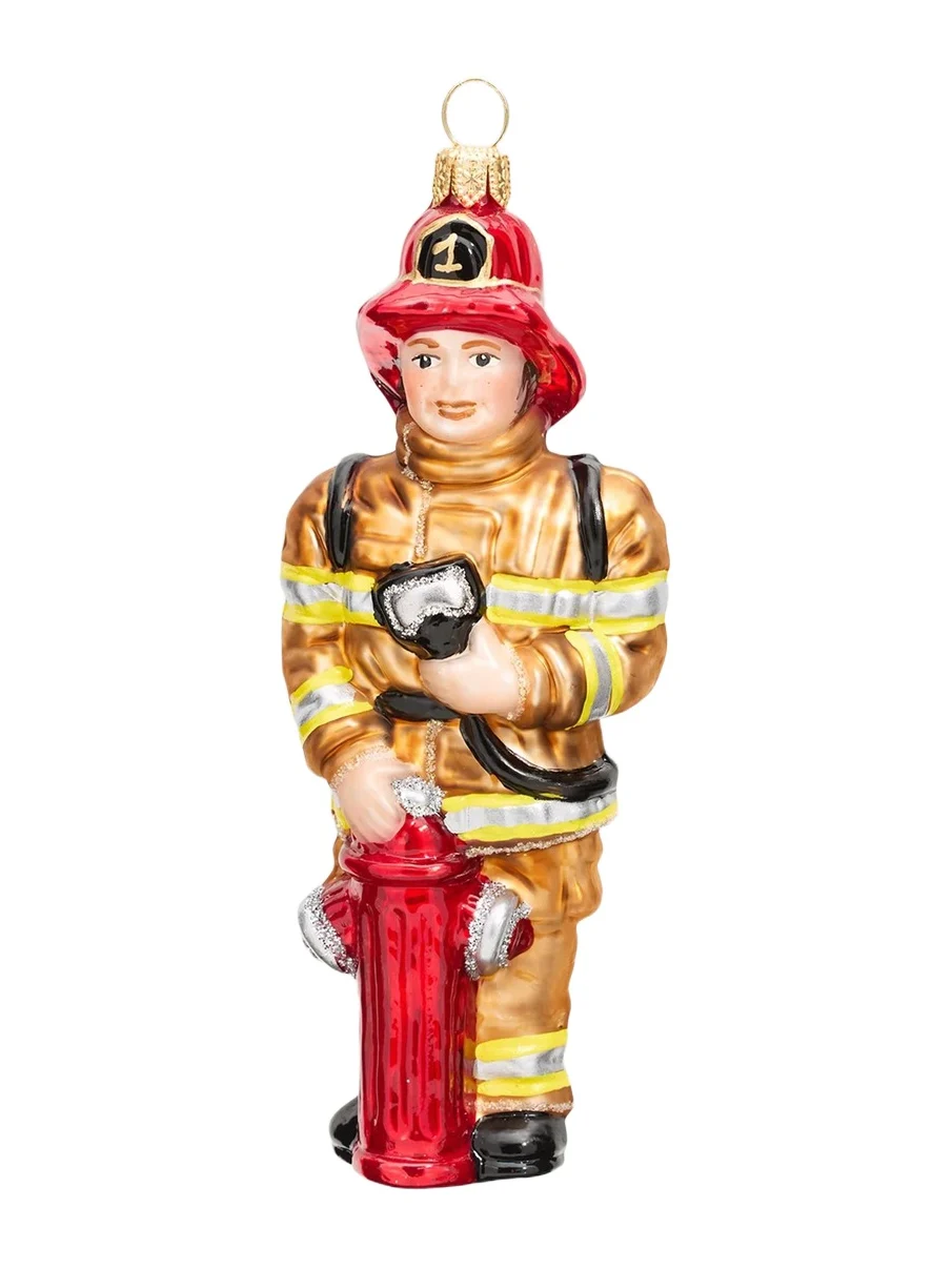Firefighter Glass Ornament