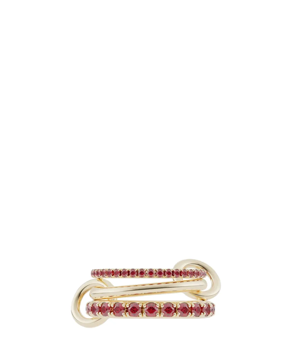 Spinelli Kilcollin Norah 18K Yellow Gold Red Ruby Pave 3-Band Ring | Thumbnail 2