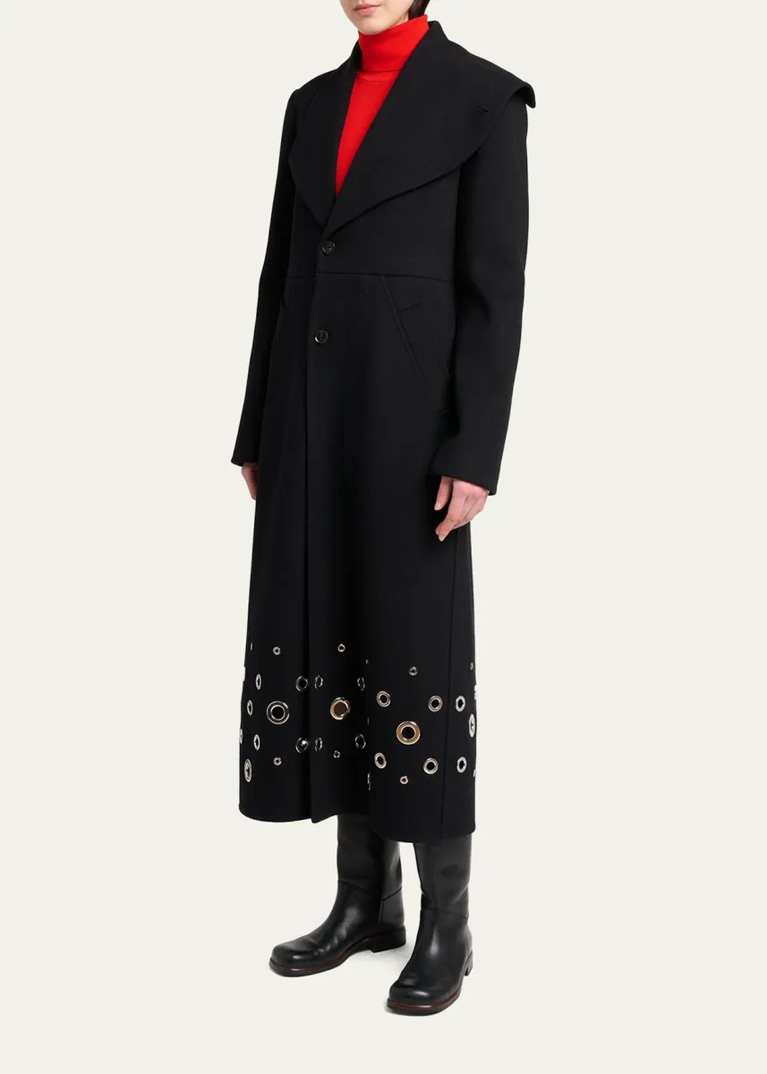 Proenza Schouler Alix Embellished Compact Melton Wool Long Coat | Thumbnail 4 Proenza Schouler Alix Embellished Compact Melton Wool Long Coat | Thumbnail 4