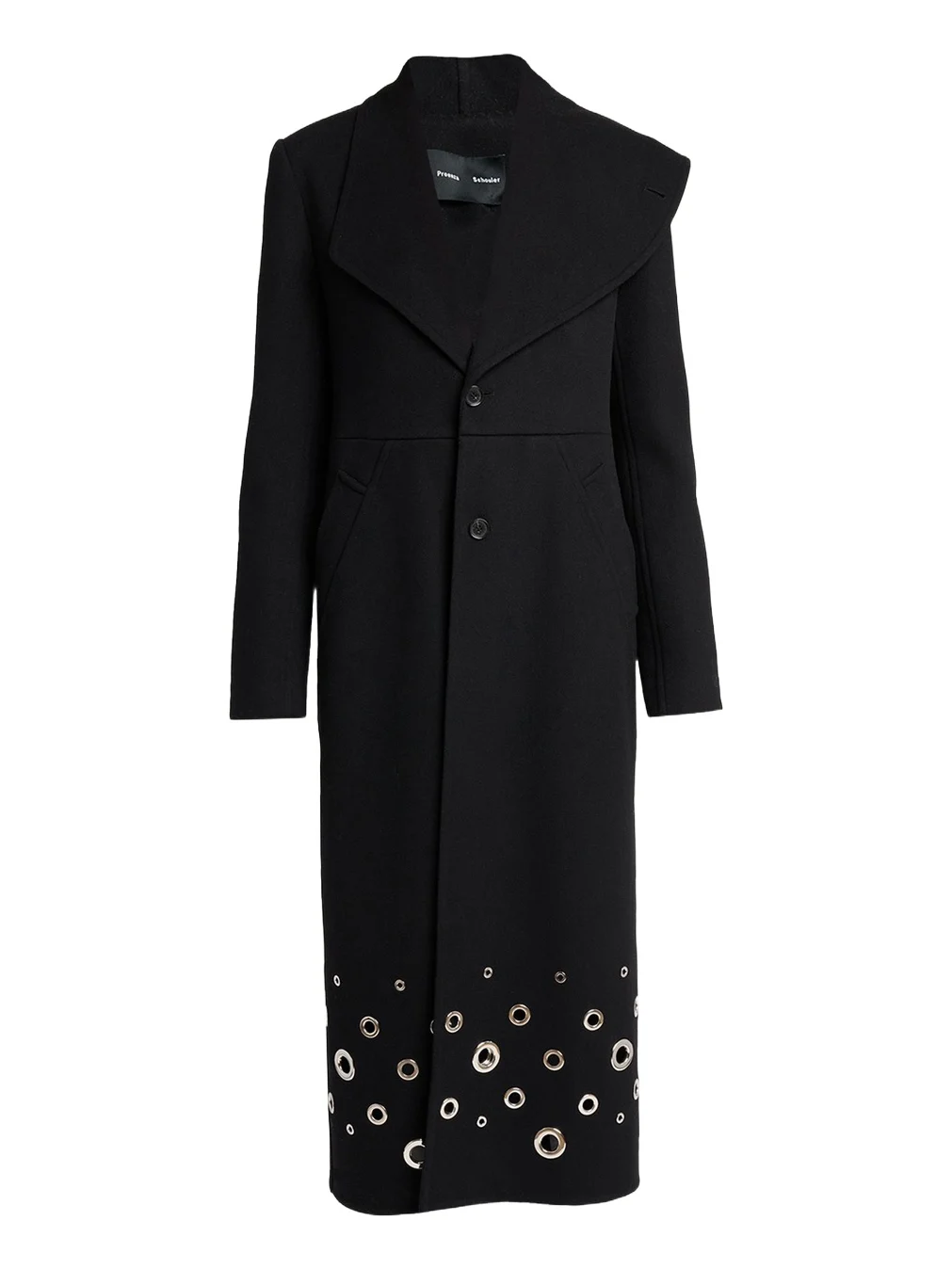 Proenza Schouler Alix Embellished Compact Melton Wool Long Coat