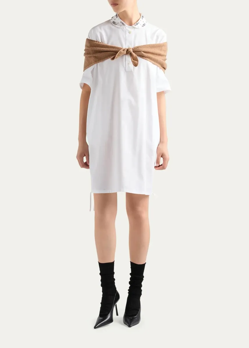 Prada Embellished Cotton-Blend Mini Polo Dress | Thumbnail 2 Prada Embellished Cotton-Blend Mini Polo Dress | Thumbnail 2
