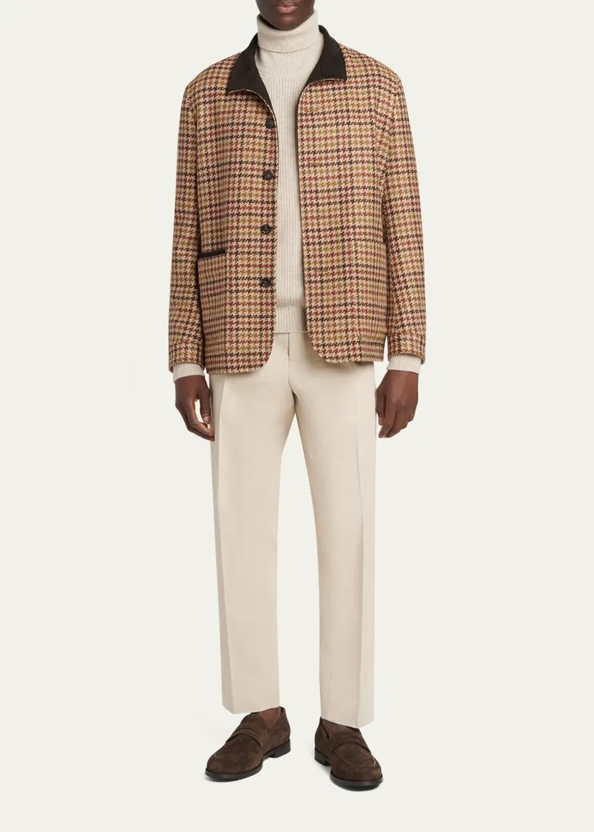 Zegna Men's Cashmere Houndstooth Shirt Jacket | Thumbnail 2 Zegna Men's Cashmere Houndstooth Shirt Jacket | Thumbnail 2