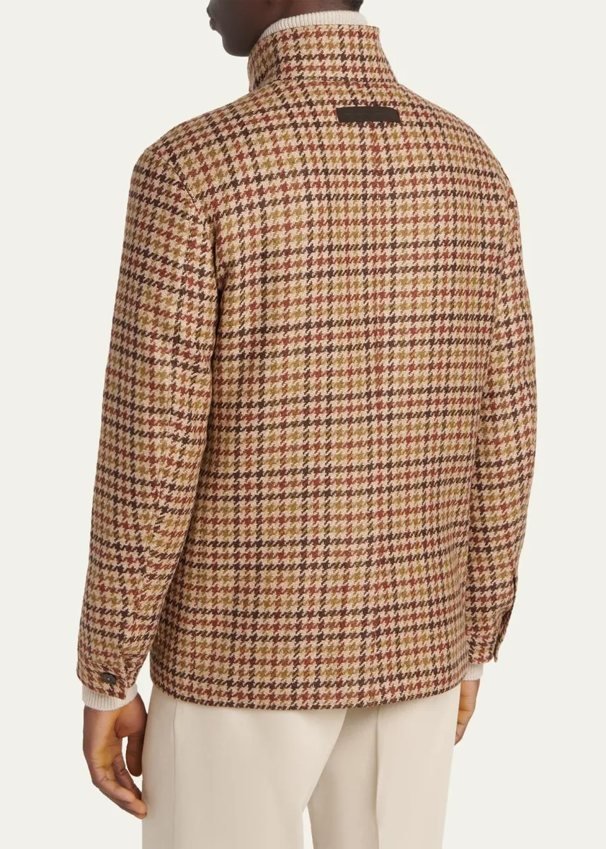 Zegna Men's Cashmere Houndstooth Shirt Jacket | Thumbnail 3 Zegna Men's Cashmere Houndstooth Shirt Jacket | Thumbnail 3