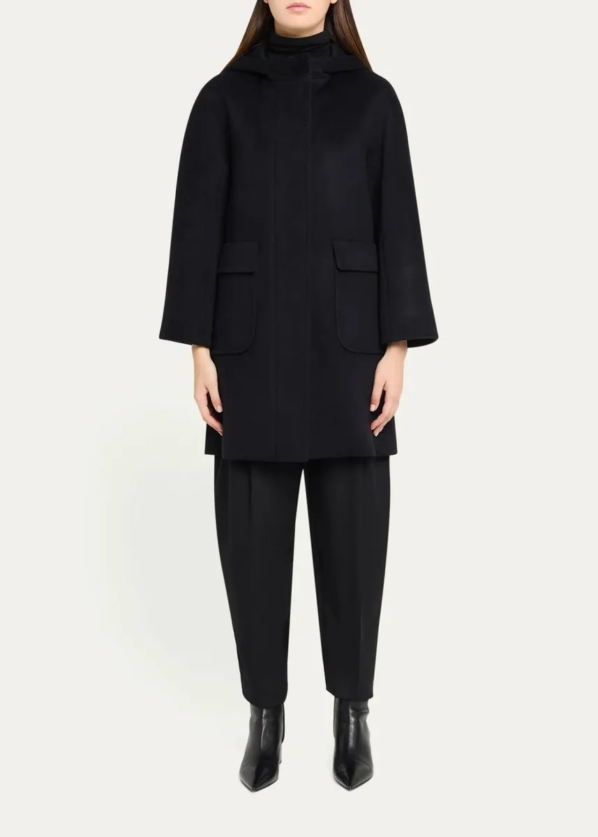 Cinzia Rocca Virgin Wool Hooded 3/4-Sleeve Coat | Thumbnail 2 Cinzia Rocca Virgin Wool Hooded 3/4-Sleeve Coat | Thumbnail 2