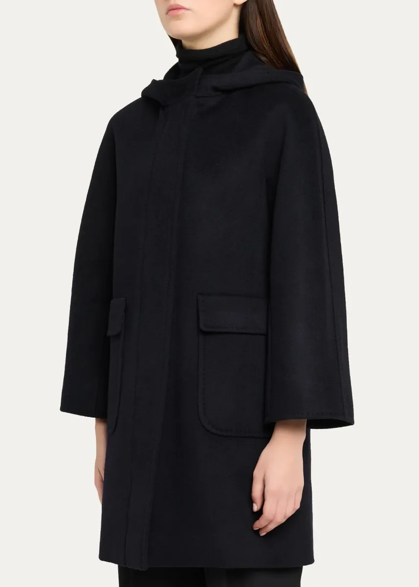 Cinzia Rocca Virgin Wool Hooded 3/4-Sleeve Coat | Thumbnail 4 Cinzia Rocca Virgin Wool Hooded 3/4-Sleeve Coat | Thumbnail 4