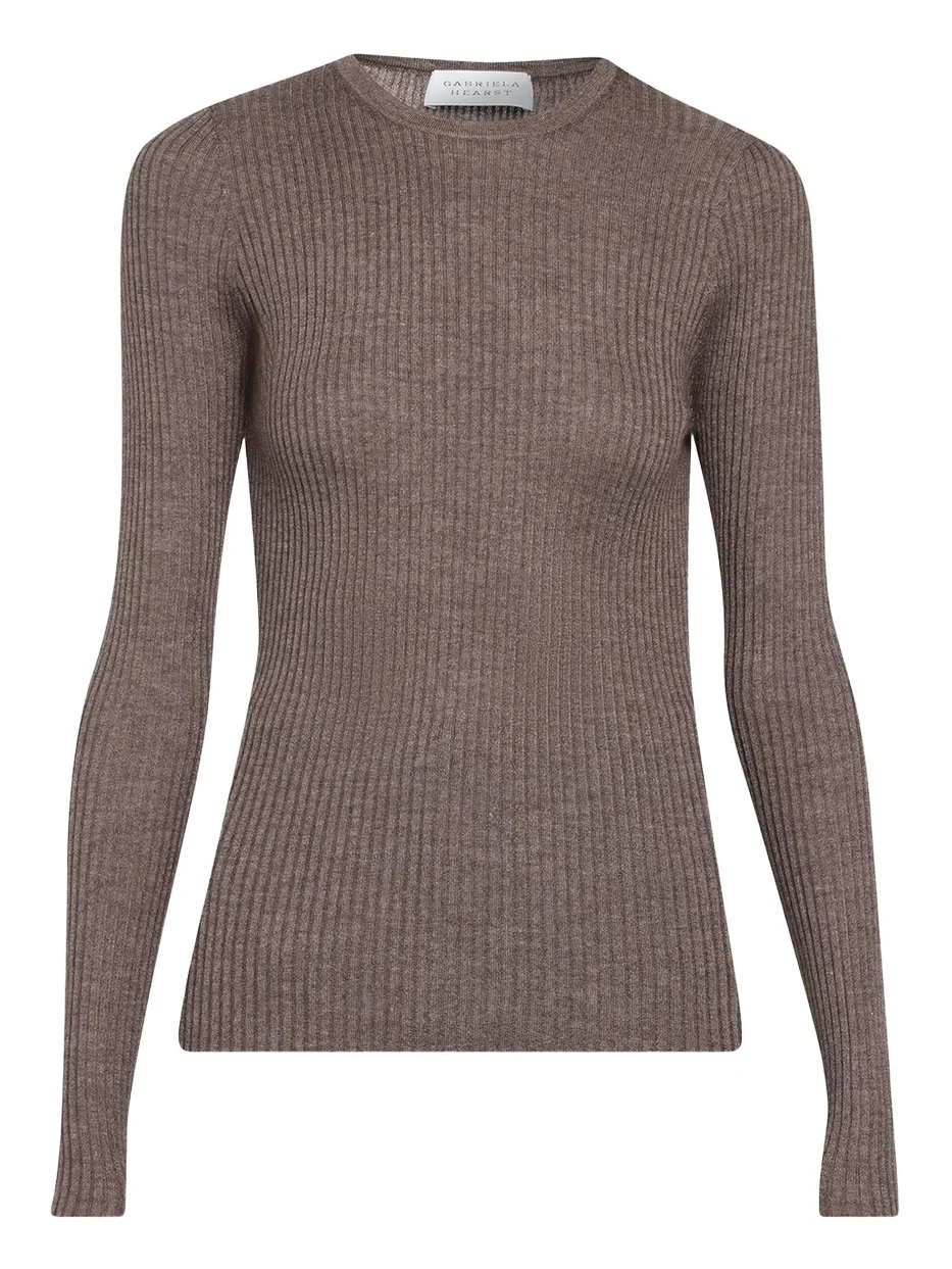 Browning Cashmere-Silk Rib Crewneck Sweater Browning Cashmere-Silk Rib Crewneck Sweater