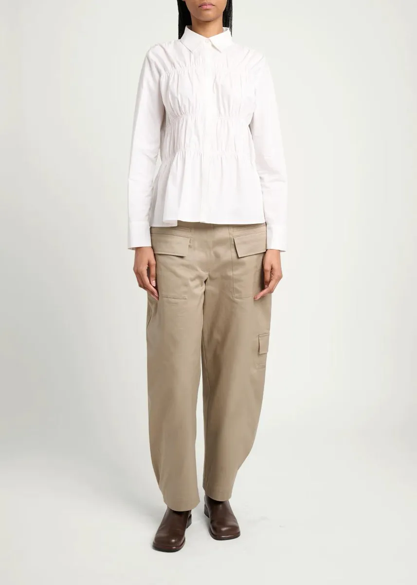 Proenza Schouler White Label Pearl Cinched Cotton Poplin Shirt | Thumbnail 2 Proenza Schouler White Label Pearl Cinched Cotton Poplin Shirt | Thumbnail 2