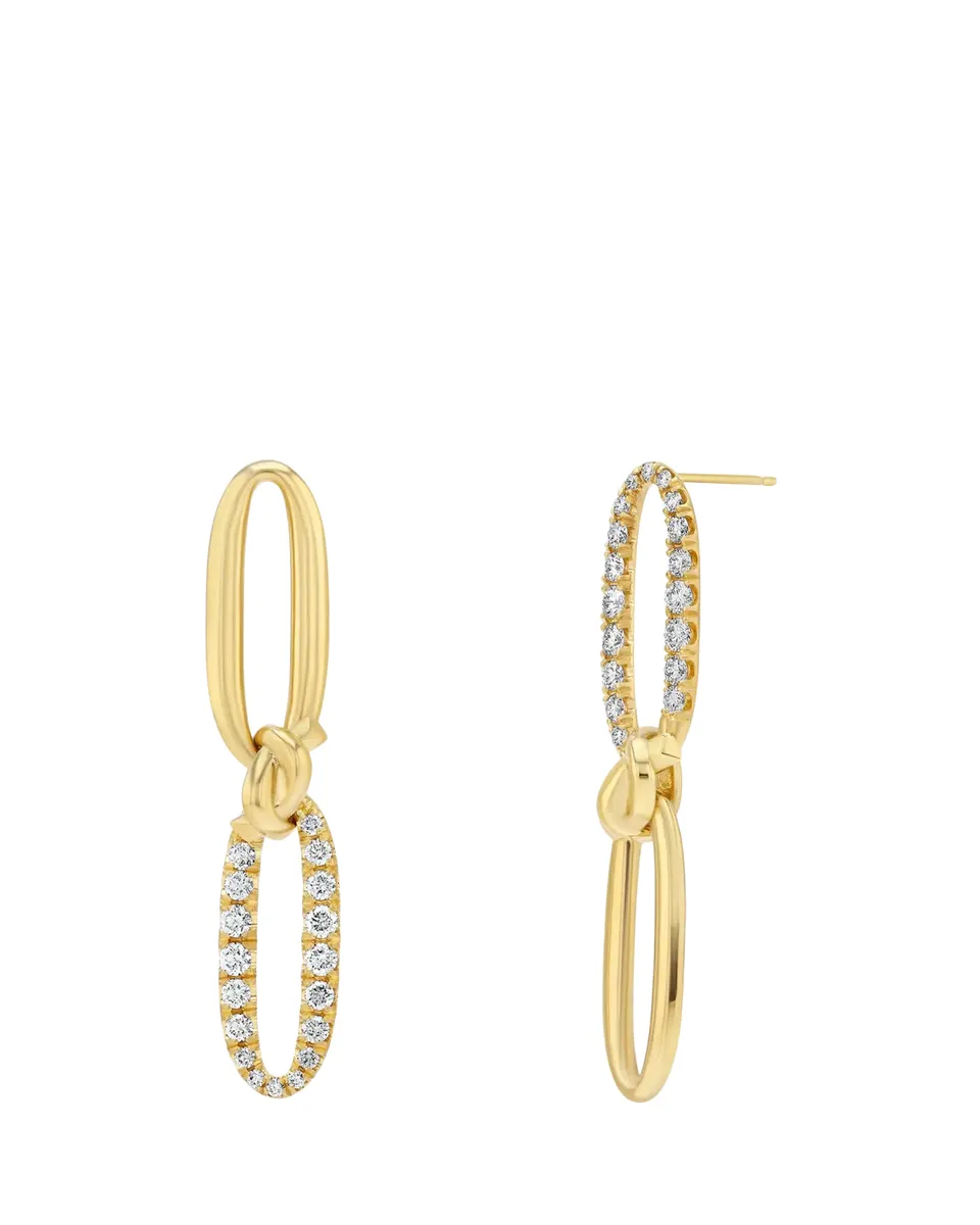 Lizzie Mandler Fine Jewelry Love Knot 18K Yellow Gold Diamond Flip Pave Flat Link Earrings | Thumbnail 2 Lizzie Mandler Fine Jewelry Love Knot 18K Yellow Gold Diamond Flip Pave Flat Link Earrings | Thumbnail 2