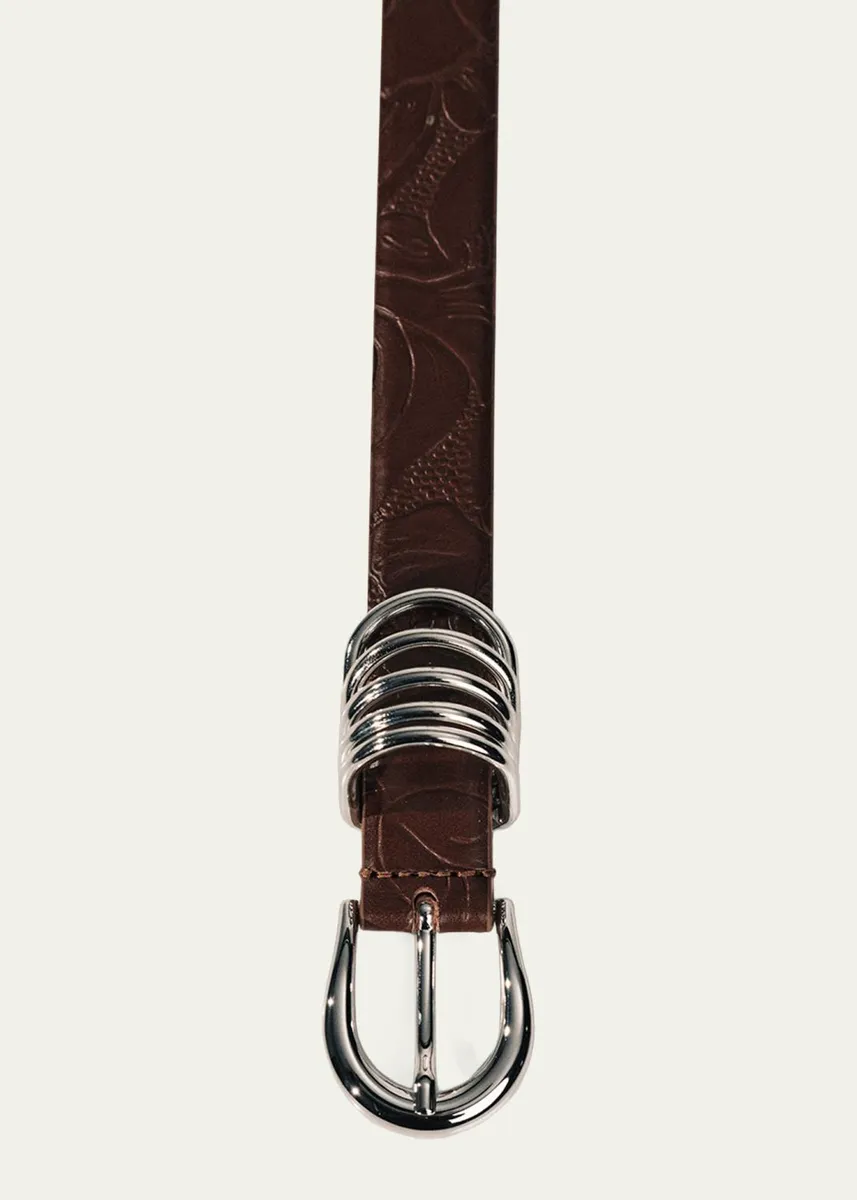 Déhanche Hollyhock Embossed Leather Belt | Thumbnail 2 Déhanche Hollyhock Embossed Leather Belt | Thumbnail 2