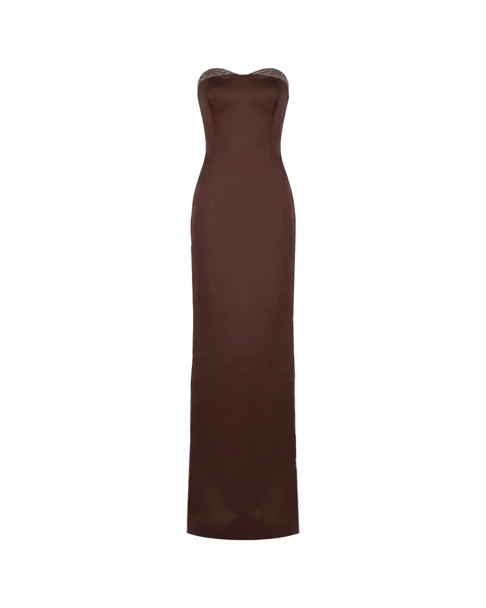 The New Arrivals by Ilkyaz Ozel Noelie Strapless Crystal-Embellished Column Gown | Thumbnail 2
