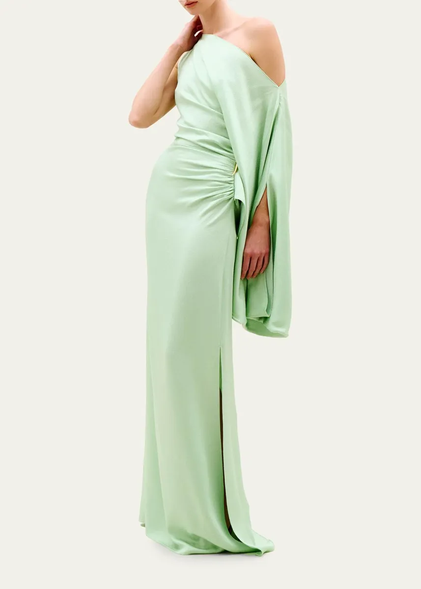 Silvia Tcherassi Kesia One-Shoulder Ruched Satin Maxi Dress | Thumbnail 2 Silvia Tcherassi Kesia One-Shoulder Ruched Satin Maxi Dress | Thumbnail 2