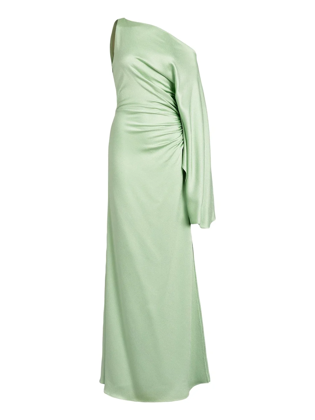 Kesia One-Shoulder Ruched Satin Maxi Dress