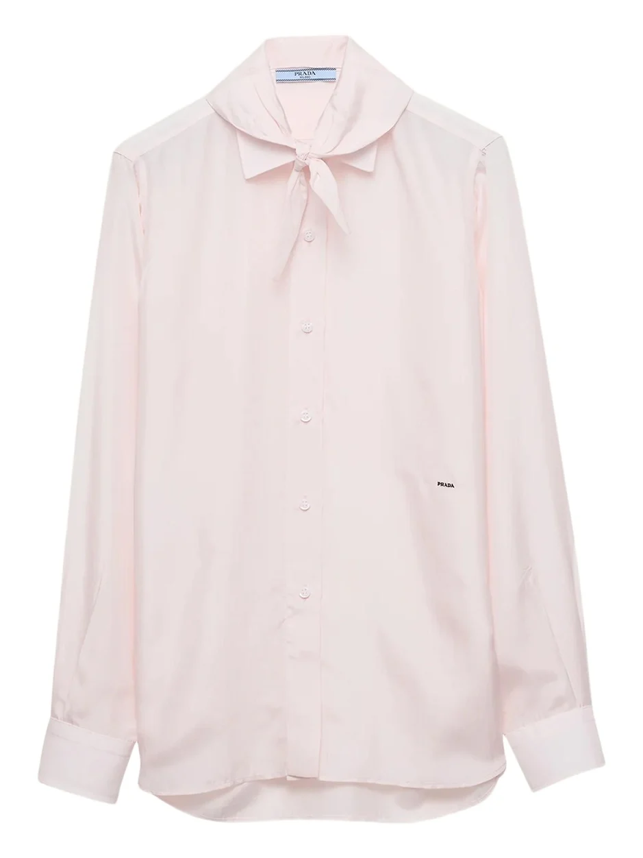 Scarf-Detail Silk Shirt