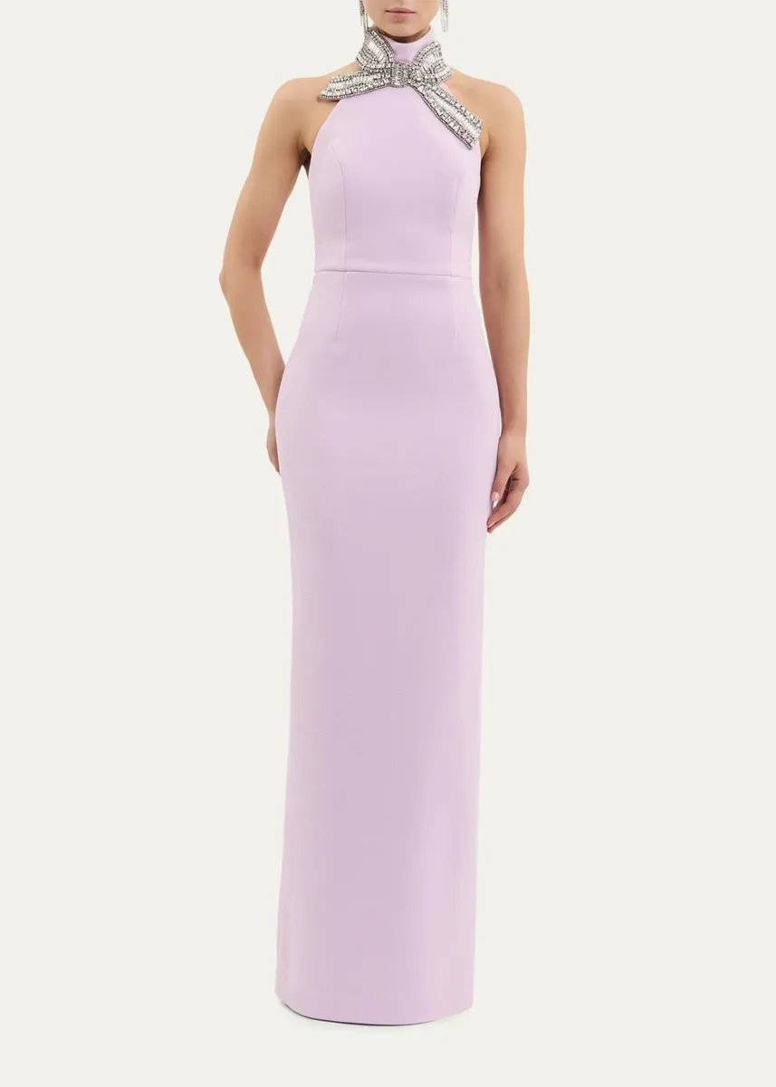 Rebecca Vallance Yolanda Diamante Bow Halter Column Gown | Thumbnail 4 Rebecca Vallance Yolanda Diamante Bow Halter Column Gown | Thumbnail 4