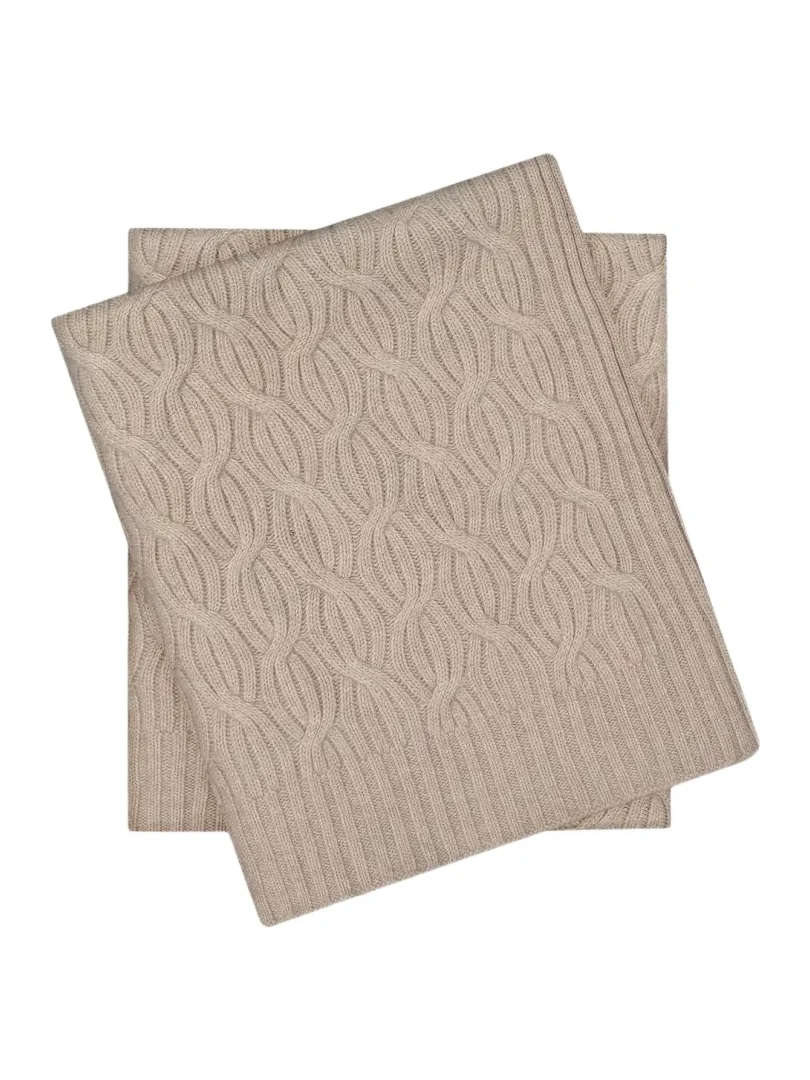 Sofia Cashmere Modern Cable-Knit Cashmere Throw, 56" x 72"