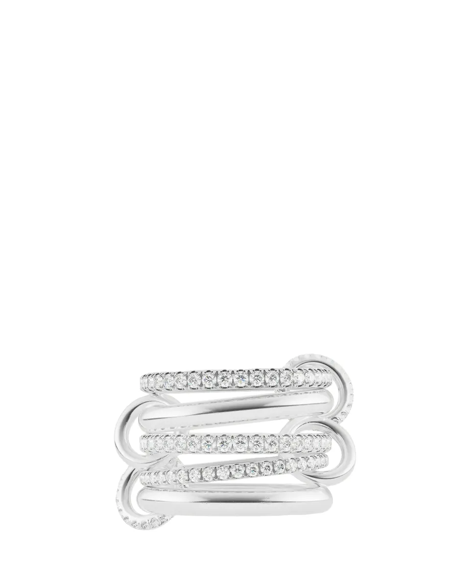 Spinelli Kilcollin Aquarius Sterling Silver Diamond Pavé Petite 5-Band Ring | Thumbnail 2