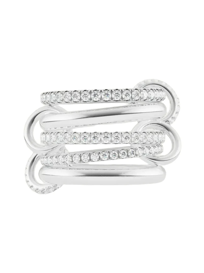 Spinelli Kilcollin Aquarius Sterling Silver Diamond Pavé Petite 5-Band Ring