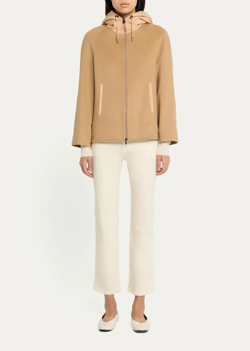 Cinzia Rocca Short Wool Jacket with Quilted Hood and Back | Thumbnail 2 Cinzia Rocca Short Wool Jacket with Quilted Hood and Back | Thumbnail 2