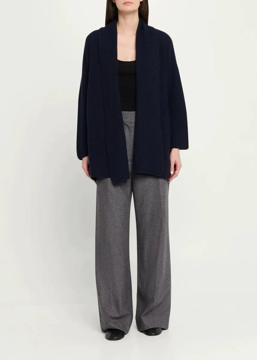 Eskandar A-Line Scrunch Shawl Collar Cardigan - Long Length | Thumbnail 5 Eskandar A-Line Scrunch Shawl Collar Cardigan - Long Length | Thumbnail 5