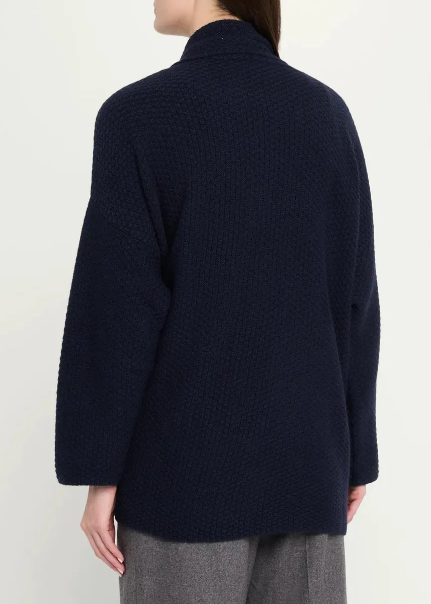 Eskandar A-Line Scrunch Shawl Collar Cardigan - Long Length | Thumbnail 6 Eskandar A-Line Scrunch Shawl Collar Cardigan - Long Length | Thumbnail 6