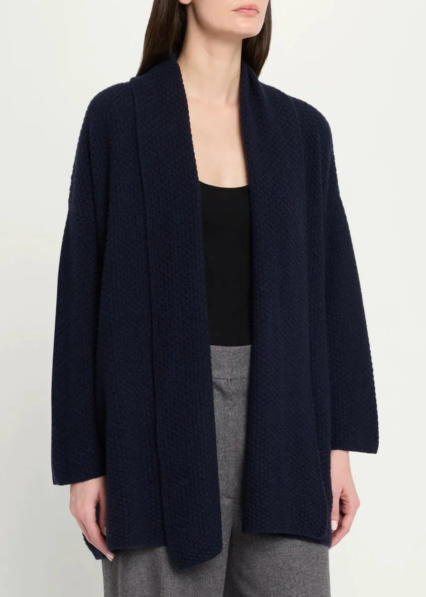 Eskandar A-Line Scrunch Shawl Collar Cardigan - Long Length | Thumbnail 7 Eskandar A-Line Scrunch Shawl Collar Cardigan - Long Length | Thumbnail 7