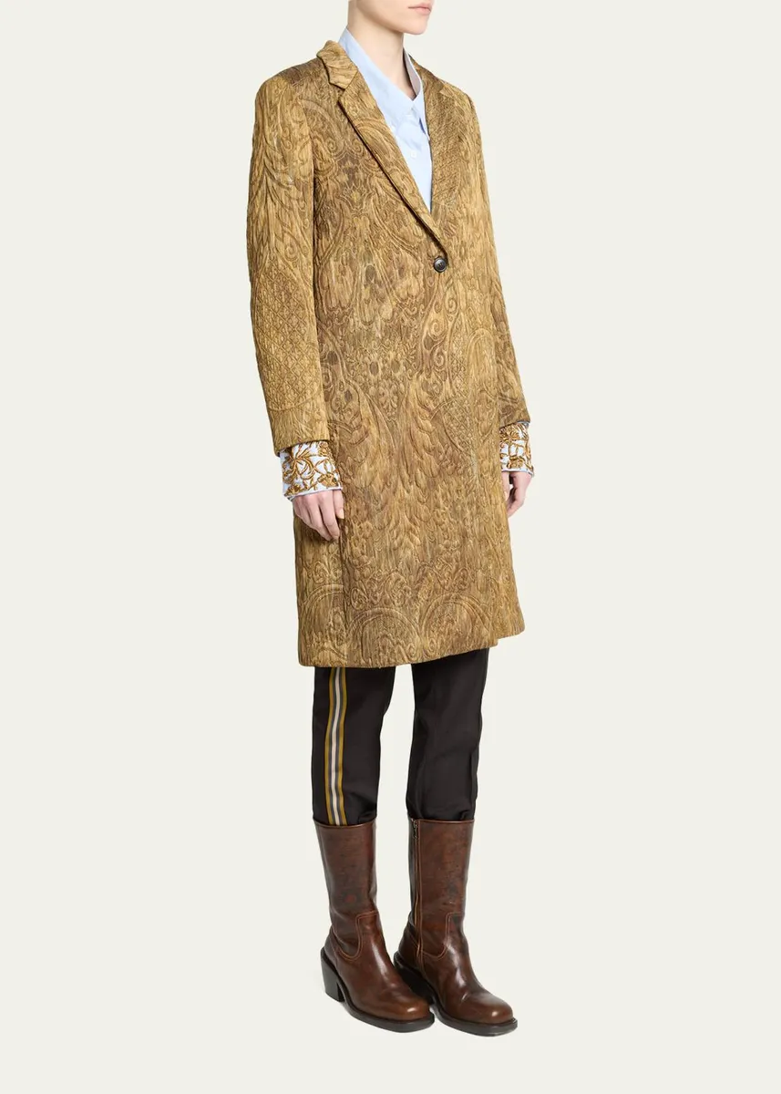 Dries Van Noten Paisley Jacquard Single-Breasted Coat | Thumbnail 4 Dries Van Noten Paisley Jacquard Single-Breasted Coat | Thumbnail 4