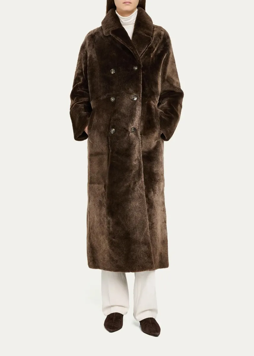 Yves Salomon Manteau Lamb Shearling Double-Breasted Long Coat | Thumbnail 2 Yves Salomon Manteau Lamb Shearling Double-Breasted Long Coat | Thumbnail 2