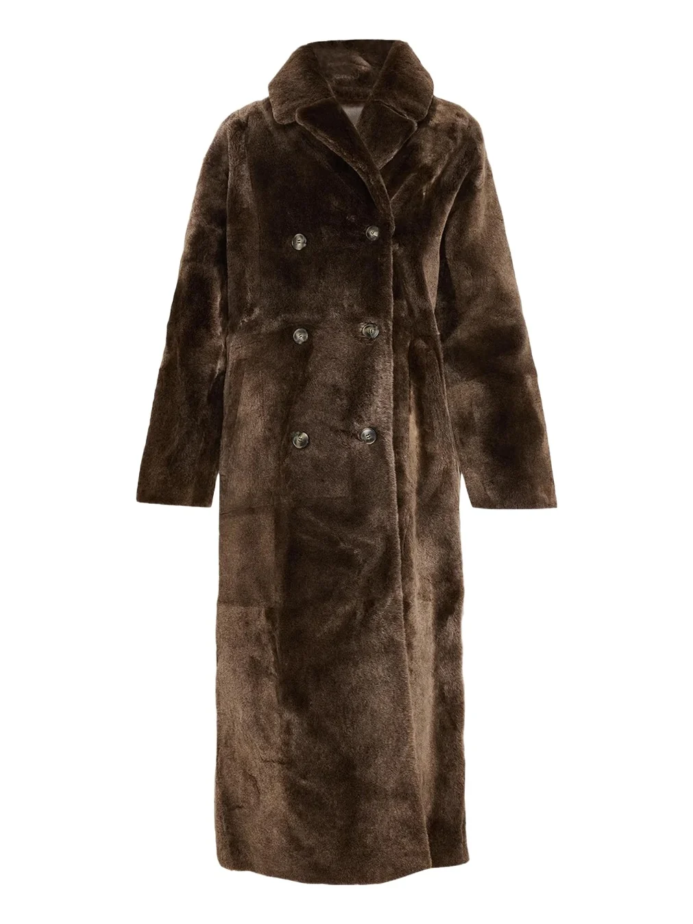 Manteau Lamb Shearling Double-Breasted Long Coat Manteau Lamb Shearling Double-Breasted Long Coat