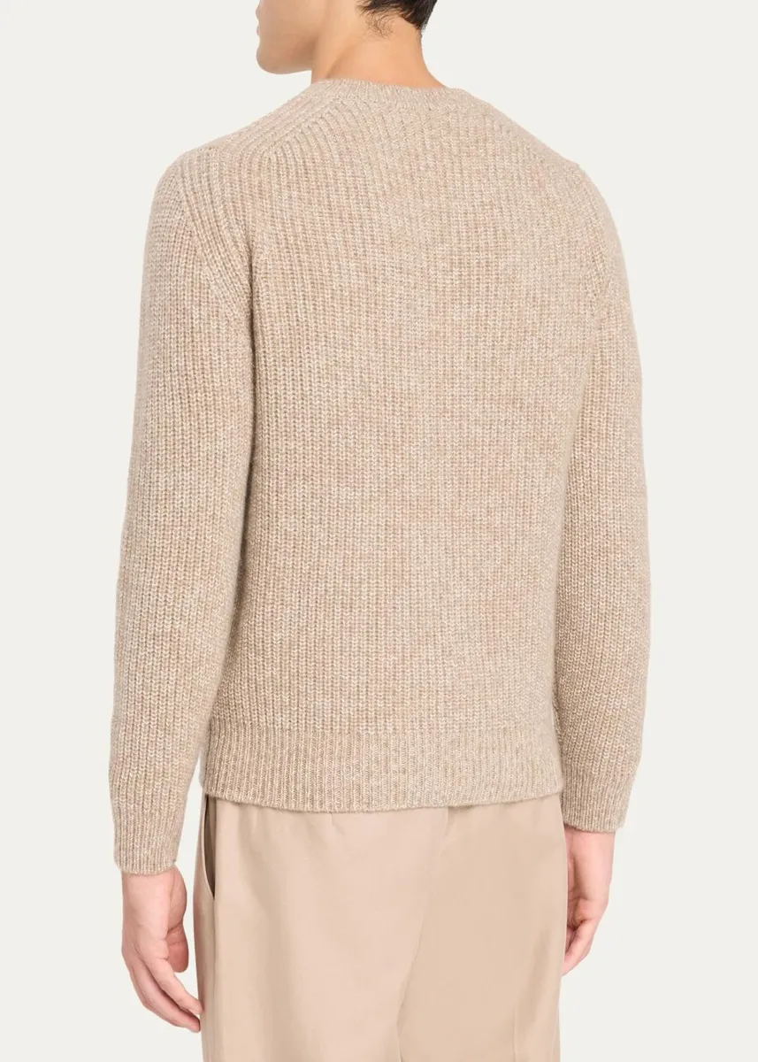 Cesare Attolini Men's Cashmere Rib-Knit Crewneck Sweater | Thumbnail 3 Cesare Attolini Men's Cashmere Rib-Knit Crewneck Sweater | Thumbnail 3