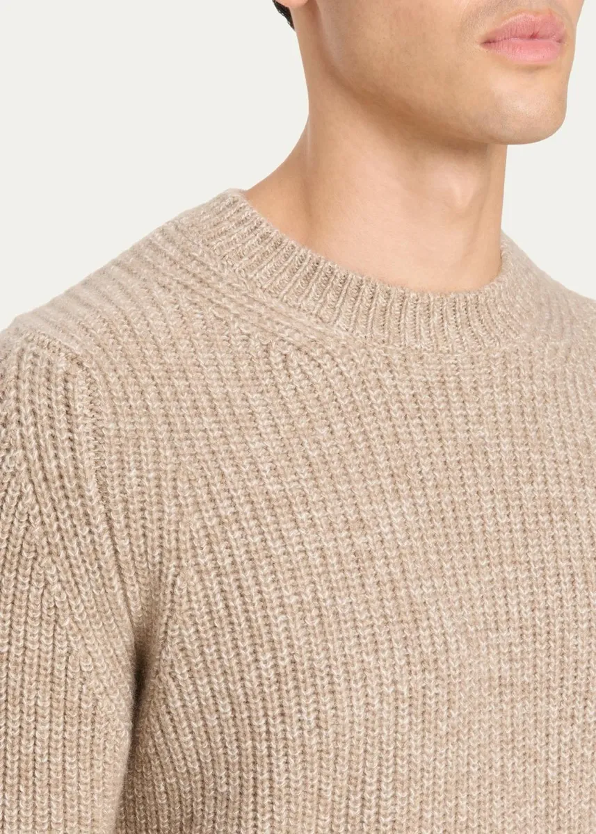 Cesare Attolini Men's Cashmere Rib-Knit Crewneck Sweater | Thumbnail 5 Cesare Attolini Men's Cashmere Rib-Knit Crewneck Sweater | Thumbnail 5