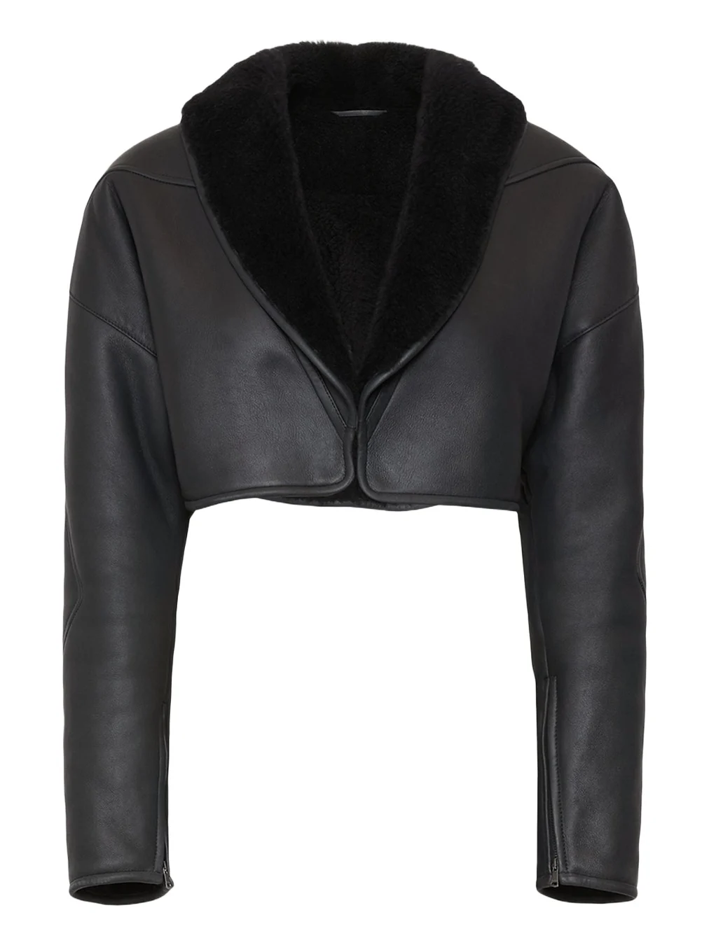 Cropped Shawl-Collar Shearling Jacket Cropped Shawl-Collar Shearling Jacket