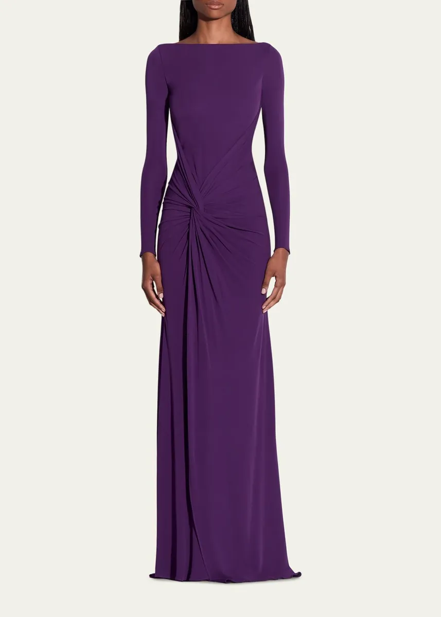 Alex Perry Long-Sleeve Twisted Jersey Gown | Thumbnail 2 Alex Perry Long-Sleeve Twisted Jersey Gown | Thumbnail 2