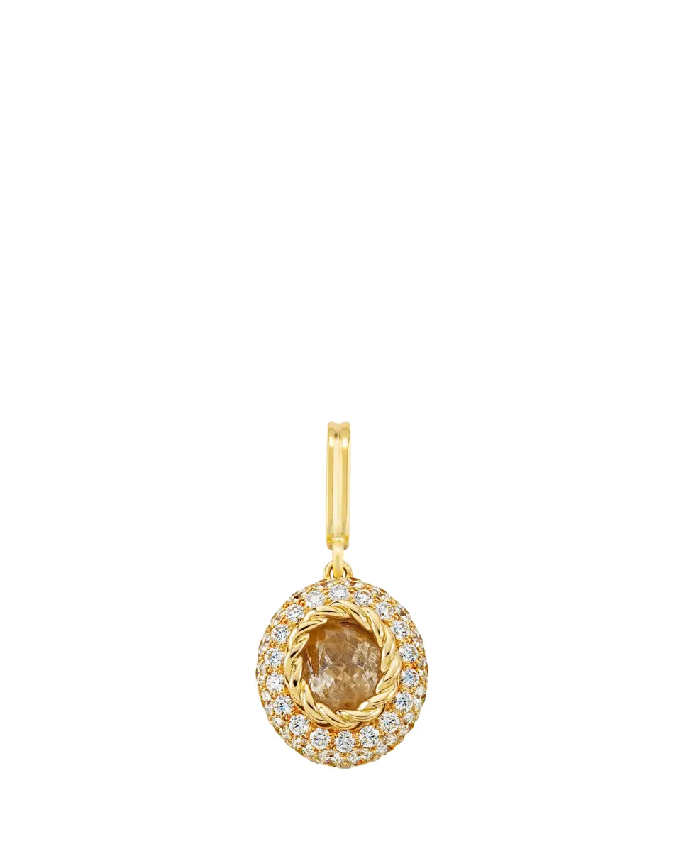 Mellerio 18K Yellow Gold Baby Queen Charm with Rutilated Quartz and Diamonds | Thumbnail 2
