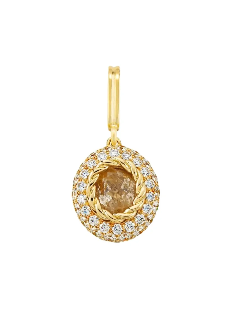 Mellerio 18K Yellow Gold Baby Queen Charm with Rutilated Quartz and Diamonds