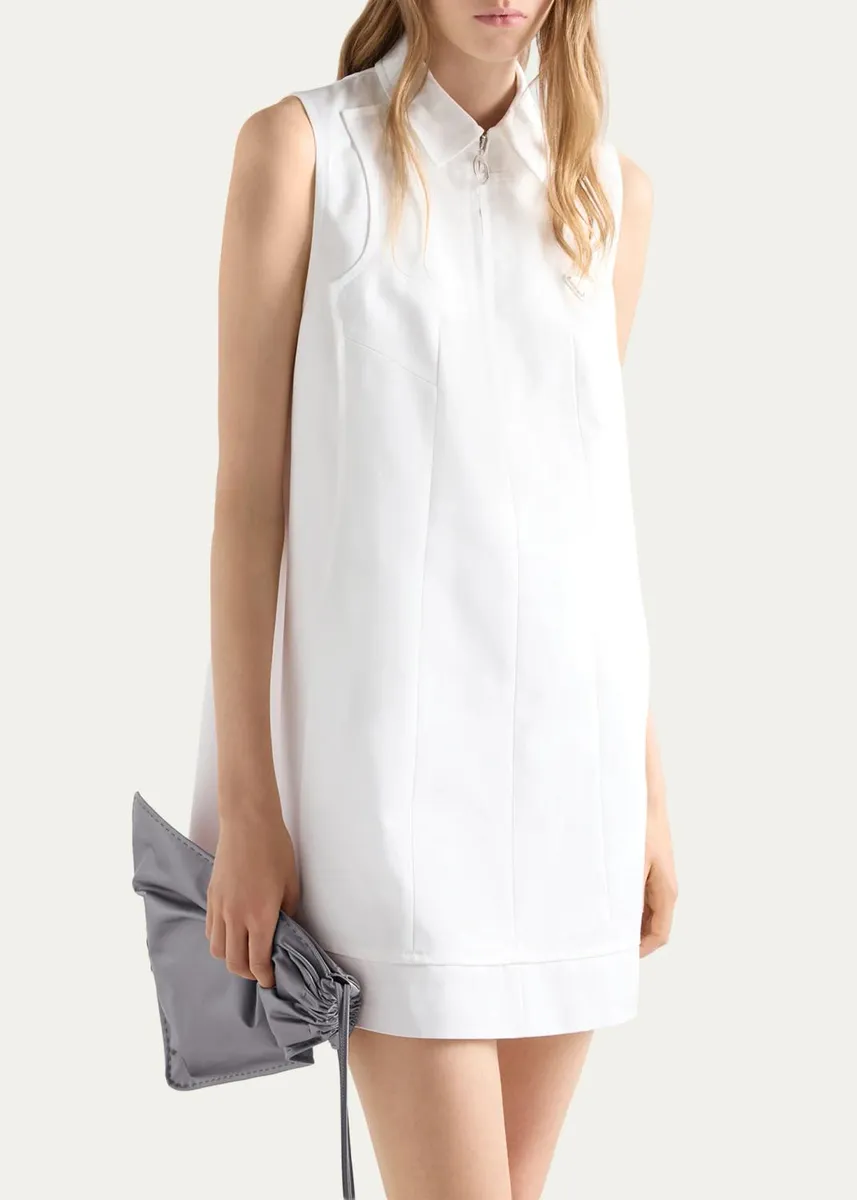 Prada Logo Cotton Sleeveless Mini Dress | Thumbnail 4