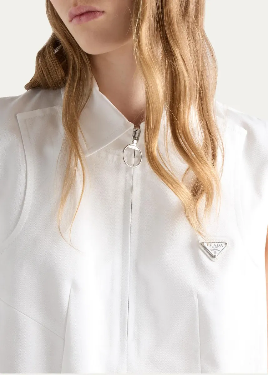 Prada Logo Cotton Sleeveless Mini Dress | Thumbnail 5