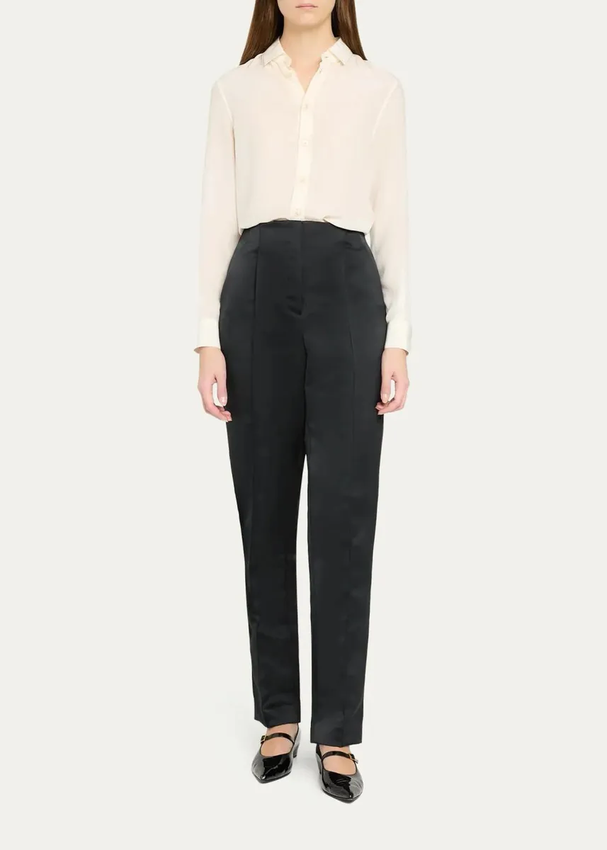 PRABAL GURUNG Carrot Pleated Satin Tapered-Leg Trousers | Thumbnail 2 PRABAL GURUNG Carrot Pleated Satin Tapered-Leg Trousers | Thumbnail 2