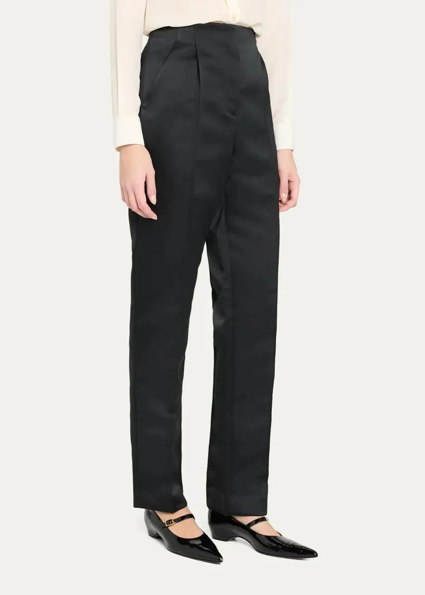 PRABAL GURUNG Carrot Pleated Satin Tapered-Leg Trousers | Thumbnail 4 PRABAL GURUNG Carrot Pleated Satin Tapered-Leg Trousers | Thumbnail 4